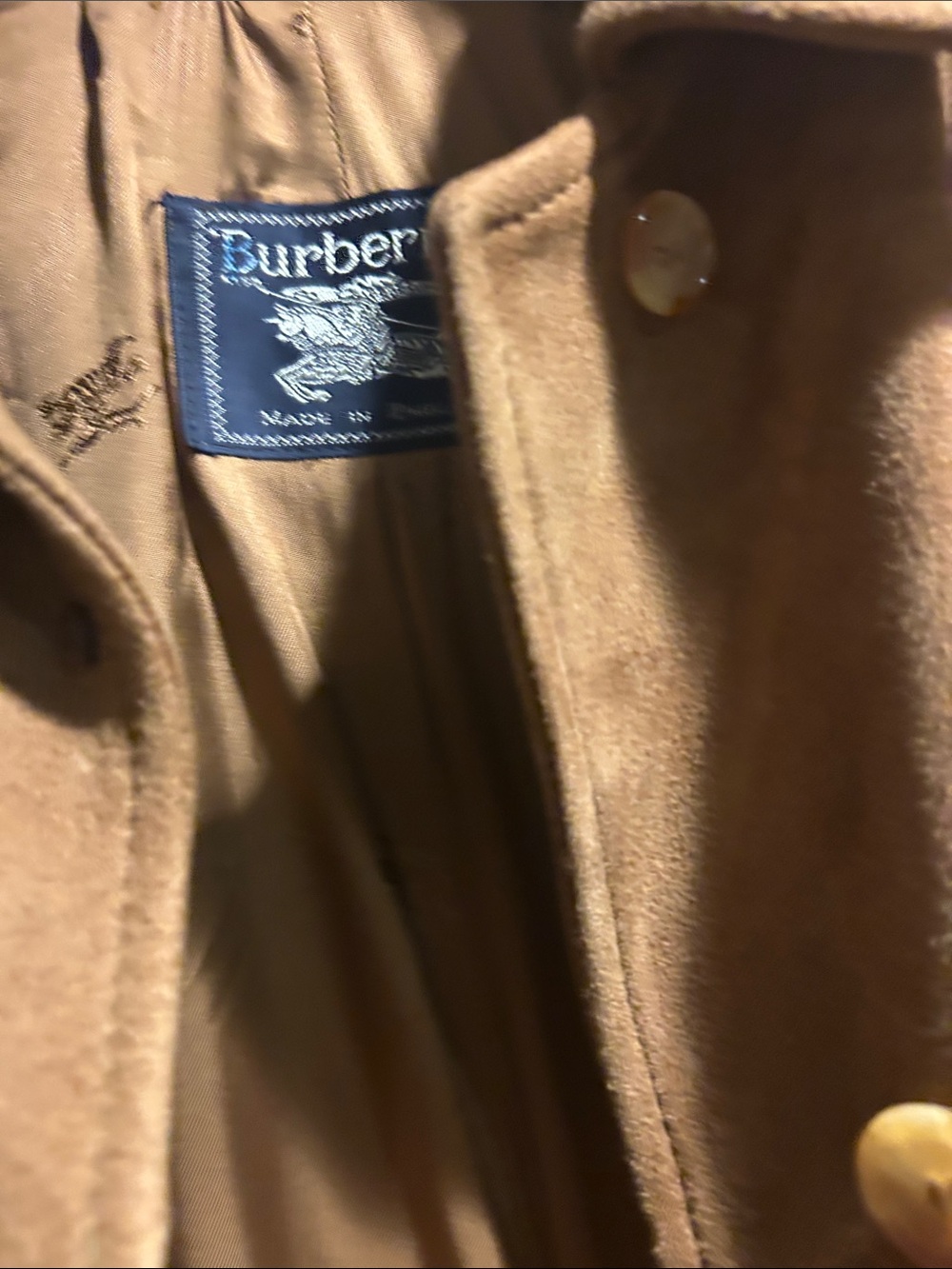 Burberry Tan Wool suade -Blend Single-Breasted Coat